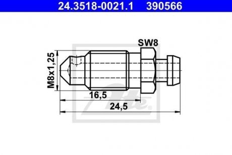 Болт воздушного клапана / вентиль ATE 24351800211 (фото 1)