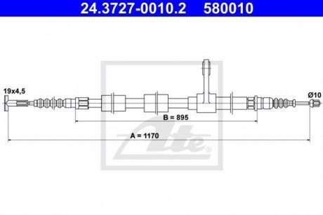 Трос, стояночная тормозная система ATE 24.3727-0010.2 (фото 1)