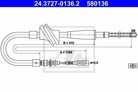 Трос, стояночная тормозная система ATE 24.3727-0136.2