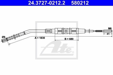 Трос, стояночная тормозная система ATE 24.3727-0212.2