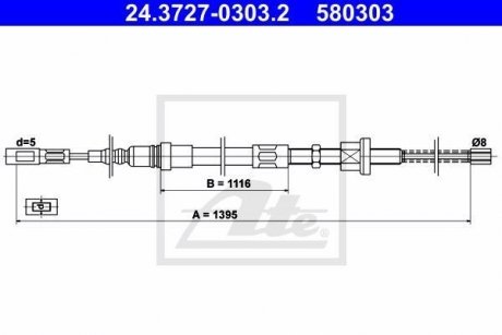 Трос, стояночная тормозная система ATE 24.3727-0303.2 (фото 1)