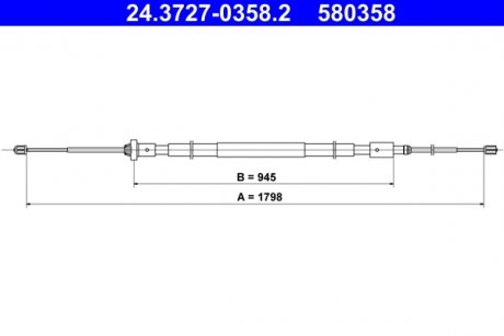 Фото автозапчастини трос ручного гальма задній лівий/правий (1798 мм) CITROEN C3 III; PEUGEOT 208, 208 I 1.0-1.6D 03.12- ATE 24.3727-0358.2