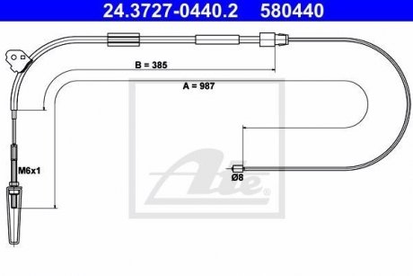 Трос, стояночная тормозная система ATE 24.3727-0440.2 (фото 1)