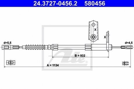 Трос, стояночная тормозная система ATE 24.3727-0456.2
