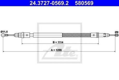 Трос, стояночная тормозная система ATE 24.3727-0569.2