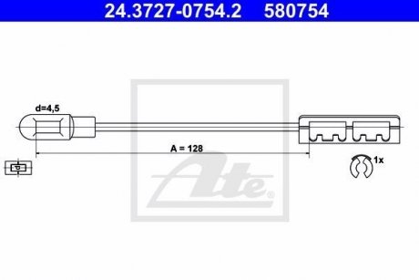Трос, стояночная тормозная система ATE 24.3727-0754.2
