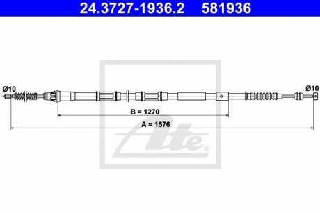 Трос, стояночная тормозная система ATE 24.3727-1936.2 (фото 1)