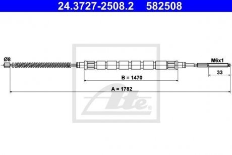 Трос, стояночная тормозная система ATE 24.3727-2508.2