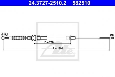 Трос, стояночная тормозная система ATE 24.3727-2510.2 (фото 1)