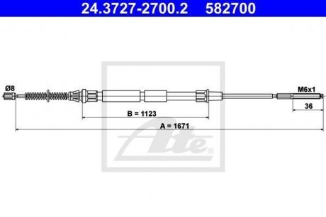 Трос, стояночная тормозная система ATE 24.3727-2700.2 (фото 1)