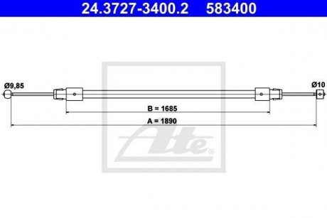 Трос, стояночная тормозная система ATE 24.3727-3400.2 (фото 1)