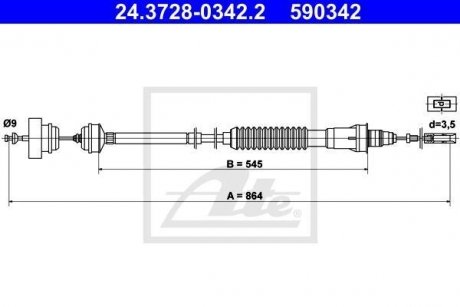 Трос, управление сцеплением ATE 24.3728-0342.2 (фото 1)