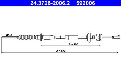 Трос зчеплення (673 мм) SUBARU JUSTY III; SUZUKI IGNIS II 1.5 09.03- ATE 24.3728-2006.2 (фото 1)
