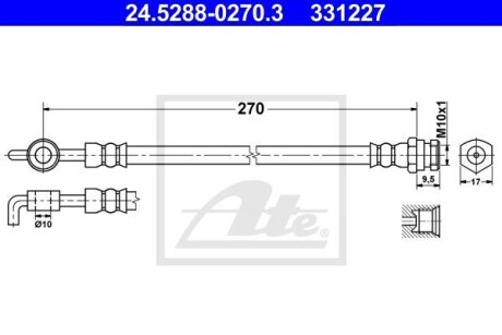 Фото автозапчастини шланг гальмівний ATE 24.5288-0270.3