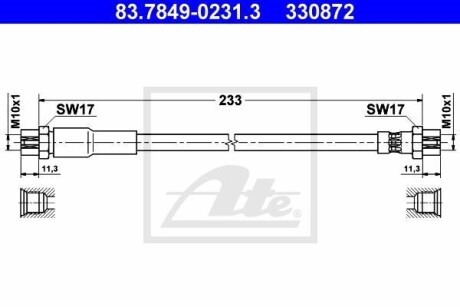 Фото автозапчастини шланг гальмівний ATE 83784902313 (фото 1)