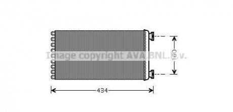 Радиатор печки (188х370х42мм) DAF 65 CF, 75 CF, 85 CF, XF 105, XF 95 MX300-XF315M 02.98- AVA COOLING DF6036 (фото 1)