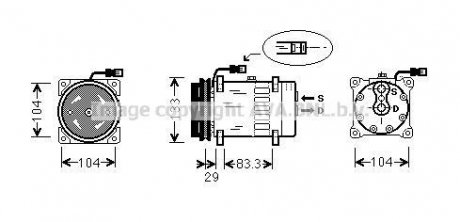 Компресор кондиціонера DAF 75CF/85CF/95XF/CF75/CF85/XF95 MX265-XF355M >1987 AVA COOLING DFAK026