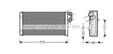 Радиатор печки (157х330х42мм) RVI PREMIUM DCI6-W-MIDR06.23.56B/41 04.96- AVA COOLING RE6014 (фото 1)