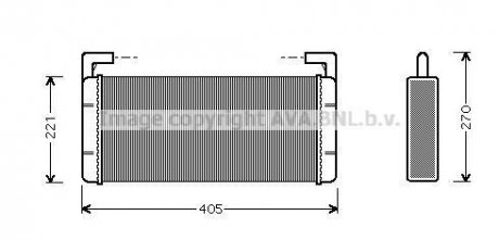 Радіатор пічки (226х340х48мм) RVI MAGNUM Mack-EE9-530-MIDR06.35.40P/41 02.92- AVA COOLING REA6015