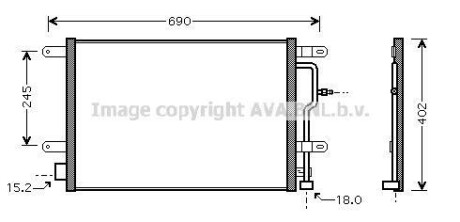 Фото автозапчасти радиатор кондиционера AUDI A4 B6, A4 B7, A6 C5 1.6-3.0 11.00-03.09 AVA COOLING AI5199