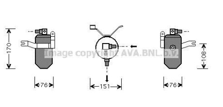 Фото автозапчасти осушитель кондиционера CITROEN BERLINGO, BERLINGO/MINIVAN; PEUGEOT PARTNER, PARTNER/MINIVAN 1.1-2.0D 06.96-12.15 AVA COOLING CND184