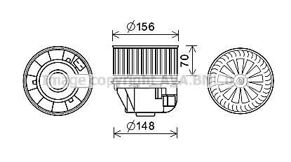 Фото автозапчастини вентилятор обігрівача салону Ford Focus (04-12), C-MAX (07-10) AVA AVA COOLING FD8612