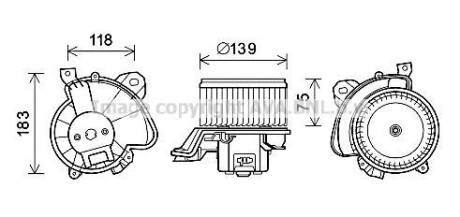 Фото автозапчасти вентилятор отопителя салона Citroen Nemo Peugeot Bipper Fiat Qubo 1,3HDI 08> Pun AVA COOLING FT8431 (фото 1)