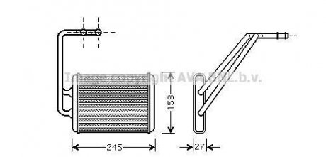 Радиатор отопителя HYUNDAI Elantra 00-> (166x170x42mm) AVA COOLING HY6121 (фото 1)