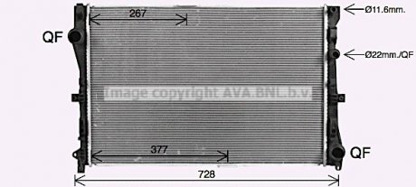 Фото автозапчасти радіатор, Система охолодження двигуна AVA COOLING MS2728 (фото 1)