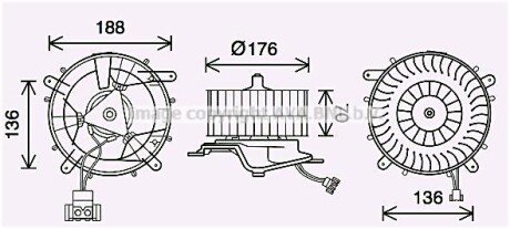 Фото автозапчастини вентилятор отопителя салона Mercedes-Benz S-class (W220) (98-05) AVA AVA COOLING MS8689