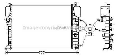 Фото автозапчастини радіатор охолодження двигуна MB E211 200 komp 220-270 CDI MT/AT AC+/- AVA AVA COOLING MSA2394