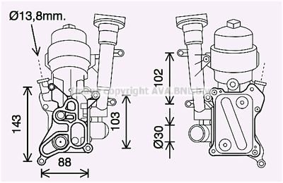 Фото автозапчасти радиатор масляный FIAT DOBLO (119, 223) (01-) 1.3 MJTD в сборе (AVA) AVA COOLING OL3686H