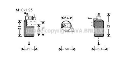 Фото автозапчасти осушитель кондиционера OPEL ASTRA F, ASTRA F CLASSIC, ASTRA G, ASTRA G CLASSIC, ZAFIRA A 1.2-2.2D 09.91-12.09 AVA COOLING OL D143