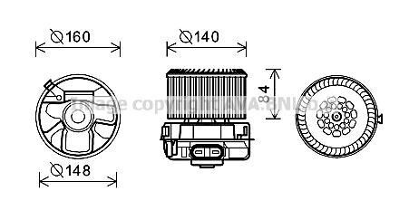 Фото автозапчасти вентилятор отопителя салона Citroen C1 Peugeot 107 Toyota Aygo 05>11 AC+ AVA COOLING PE8369