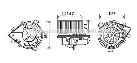 Фото автозапчасти ava citroen вентилятор салону evasion, jumpy, fiat scudo, peugeot 806, expert 95- AVA COOLING PE8393