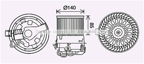 Фото автозапчастини вентилятор обігрівача салону Citroen C3 (16-)/Peugeot 2008 (13-) AVA AVA COOLING PE8558