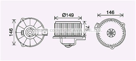 Фото автозапчасти вентилятор отопителя салона Toyota Corolla (00-) 1.3i 1.4i 1.6i 1.8i AV AVA COOLING TO8735 (фото 1)