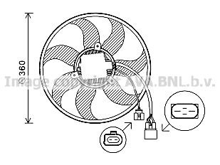 Вентилятор радіатора (електричний) VW Caddy III 1.9/2.0 TDI 04- (d=360) AVA COOLING VN7537