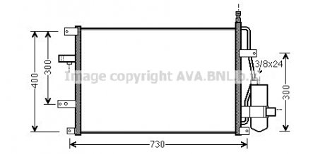 Конденсатор кондиціонера (з осушувачем) VOLVO S60 I, S80 I, V70 II, XC70 I 2.0-3.0 05.98-04.10 AVA COOLING VO5107D AVA