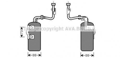 Осушувач кондиціонера VOLVO C30, C70 II, S40 II, V50 1.6-Electric 01.04-12.12 AVA COOLING VOD126