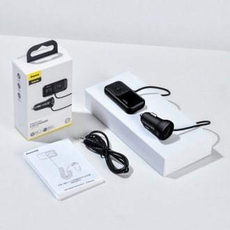 FM модулятор трансмітер в автомобіль з 2-ма USB портами з автомобільним зарядним пристроєм Wireless MP3 Car Charger Baseus CCTM-E01