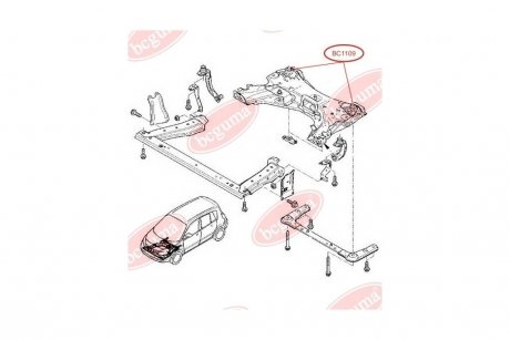 Втулка (отбойник) переднего подрамника/Renault Megane/Scenic/Modus 03- BCGUMA BC1109