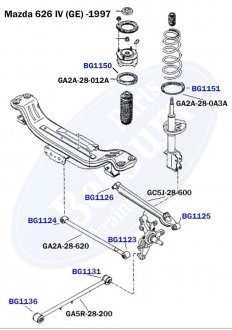 Сайлентблок важеля (заднього/ззовні) Mazda 626 92-97 (31.5x14x41/31) BELGUM PARTS BG1123
