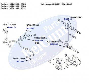 Втулка стабилизатора (заднего) Mercedes Sprinter 208-316 (d=23mm) BELGUM PARTS BG1309 (фото 1)