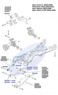Сайлентблок рычага (заднего/сверху) Opel Vectra S 1.9CDTI/2.0DTI 02-(47.50x14.00x54.00)до рестайлинг BELGUM PARTS BG1502 (фото 1)