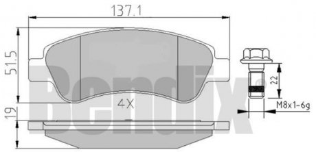 Фото автозапчастини колодки тормозные citroen berlingo 08> перед без датчика Bendix 510430