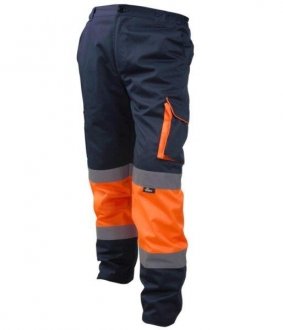 Рабочие брюки повышенной видимости темно-синего цвета с оранжевыми вставками, размер XL BETA BEVWTC17ON/XL