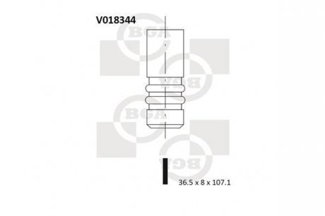 Клапан впуск. Sierra/Mondeo -00 1.8D (36.5x8x107.1) BGA V018344