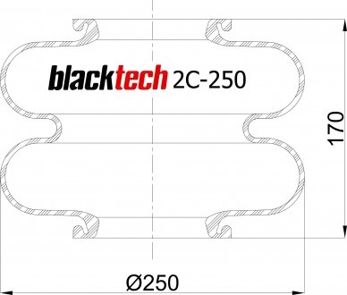 Пневморессора балонного типа без плити бублик 2C 250-170 S BLACKTECH 2C250170S
