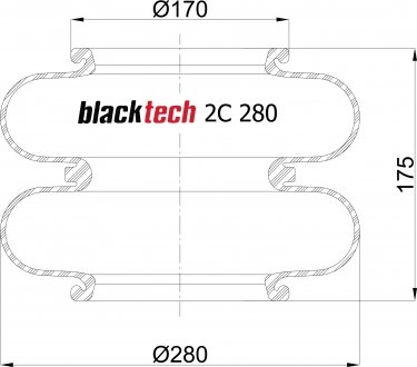 Пневморессора балонного типа без плити бублик BLACKTECH 2C 280-175 S (фото 1)